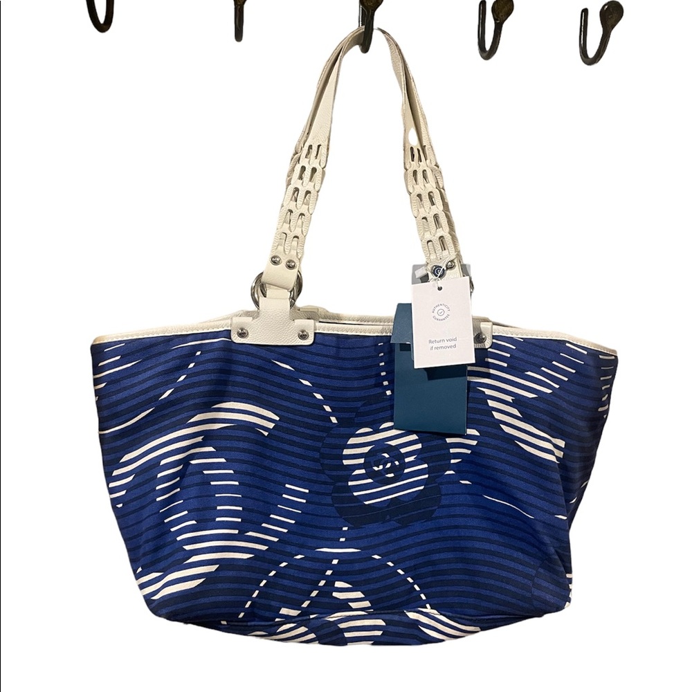 Chanel vintage canvas tote with caviar leather trim